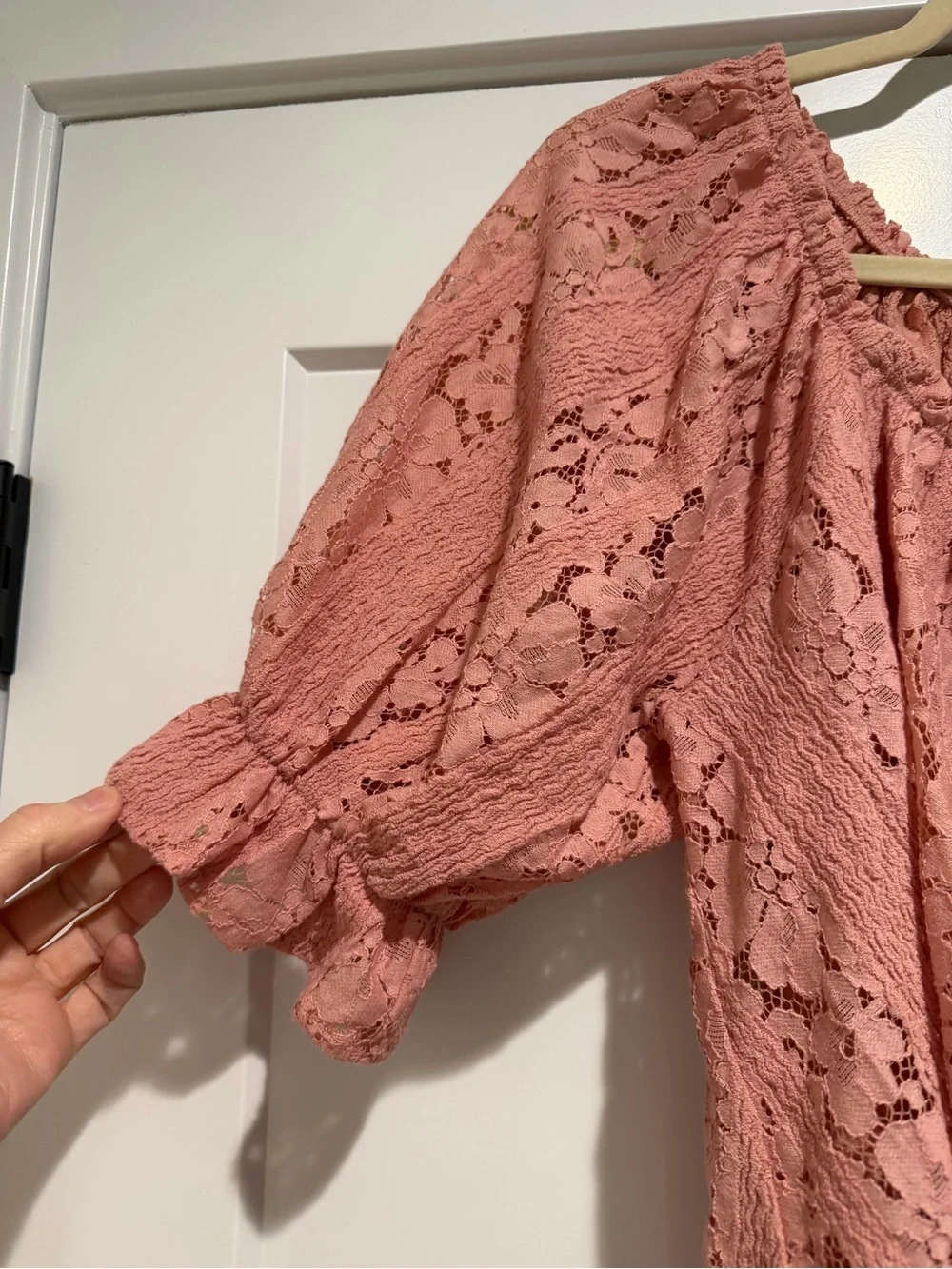 Free People Rose Lace Peasant Top Size Medium